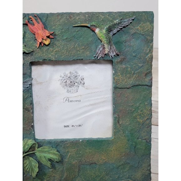 Hummingbirds Resin Photo Picture Frame Ruby Throated Embossed 3D 3.5" Picture - Picture 6 of 8